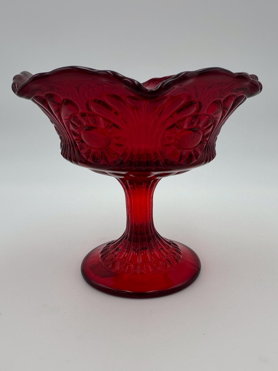 Fenton Other - Vintage Fenton Ruby Red Scalloped Pedestal Candy Dish or Compote